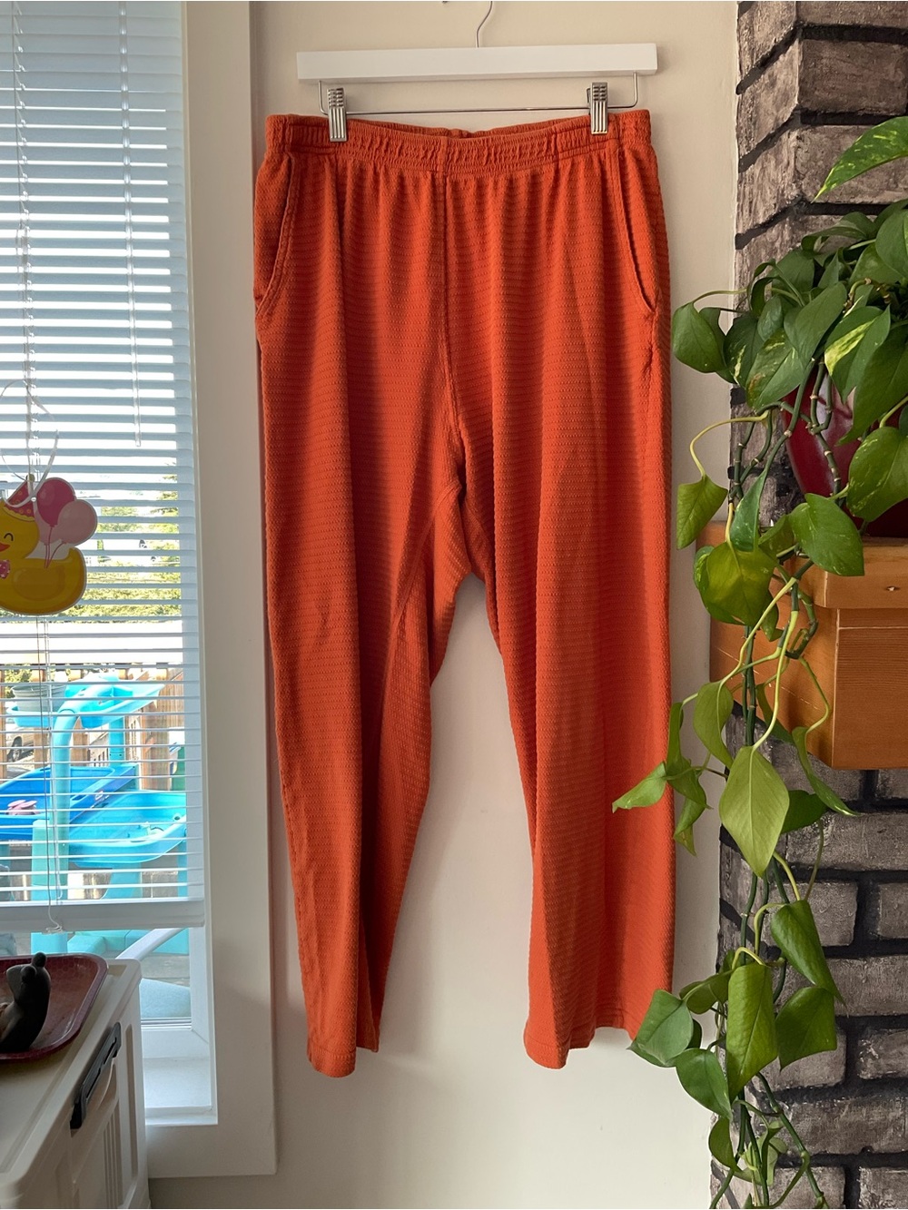 🍑Big Bud Press Honeycomb Waffle Knit Shorter Easy Pants Burnt Orange Large L